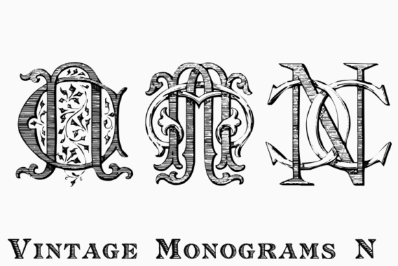 Vintage Monograms N: A Classic Font for Elegant Editorial Design